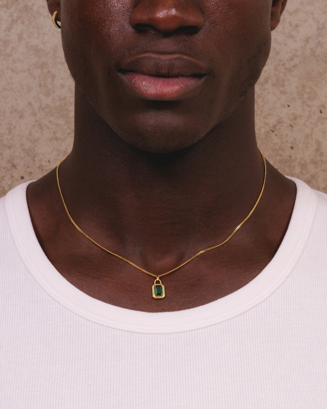 Solitaire Necklace - Gold Emerald