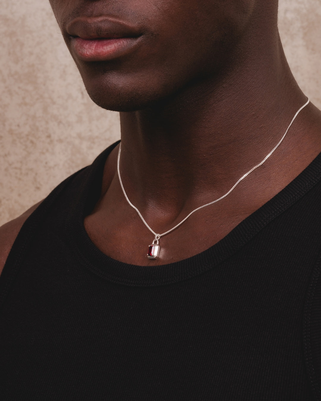 Solitaire Necklace - Silver Ruby – COMMONLINES