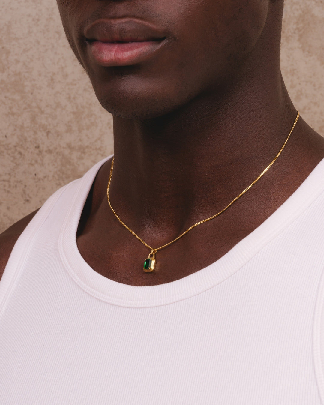 Solitaire Necklace - Gold Emerald