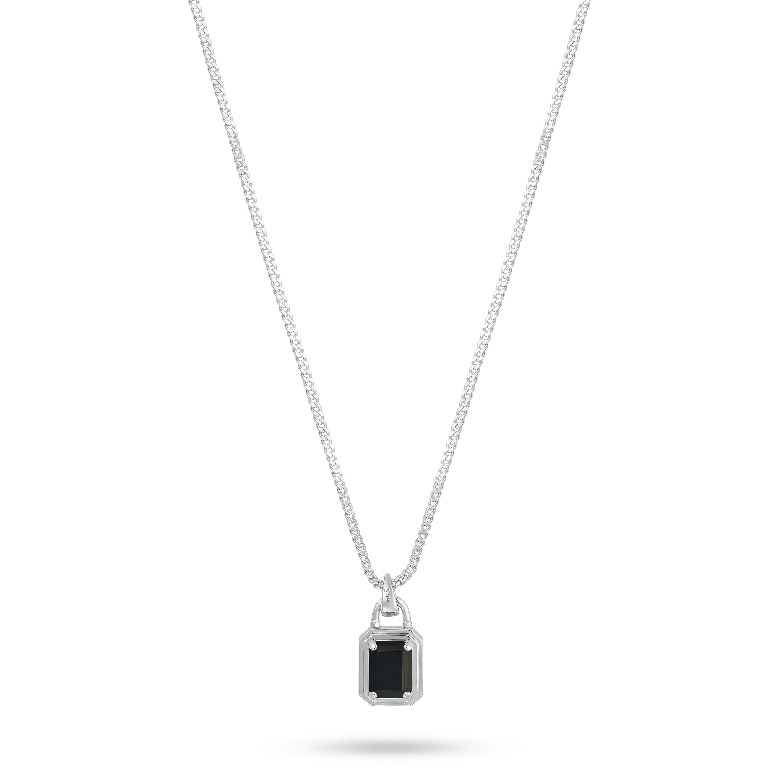 Solitaire Necklace - Silver Onyx