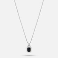 Solitaire Necklace - Silver Onyx