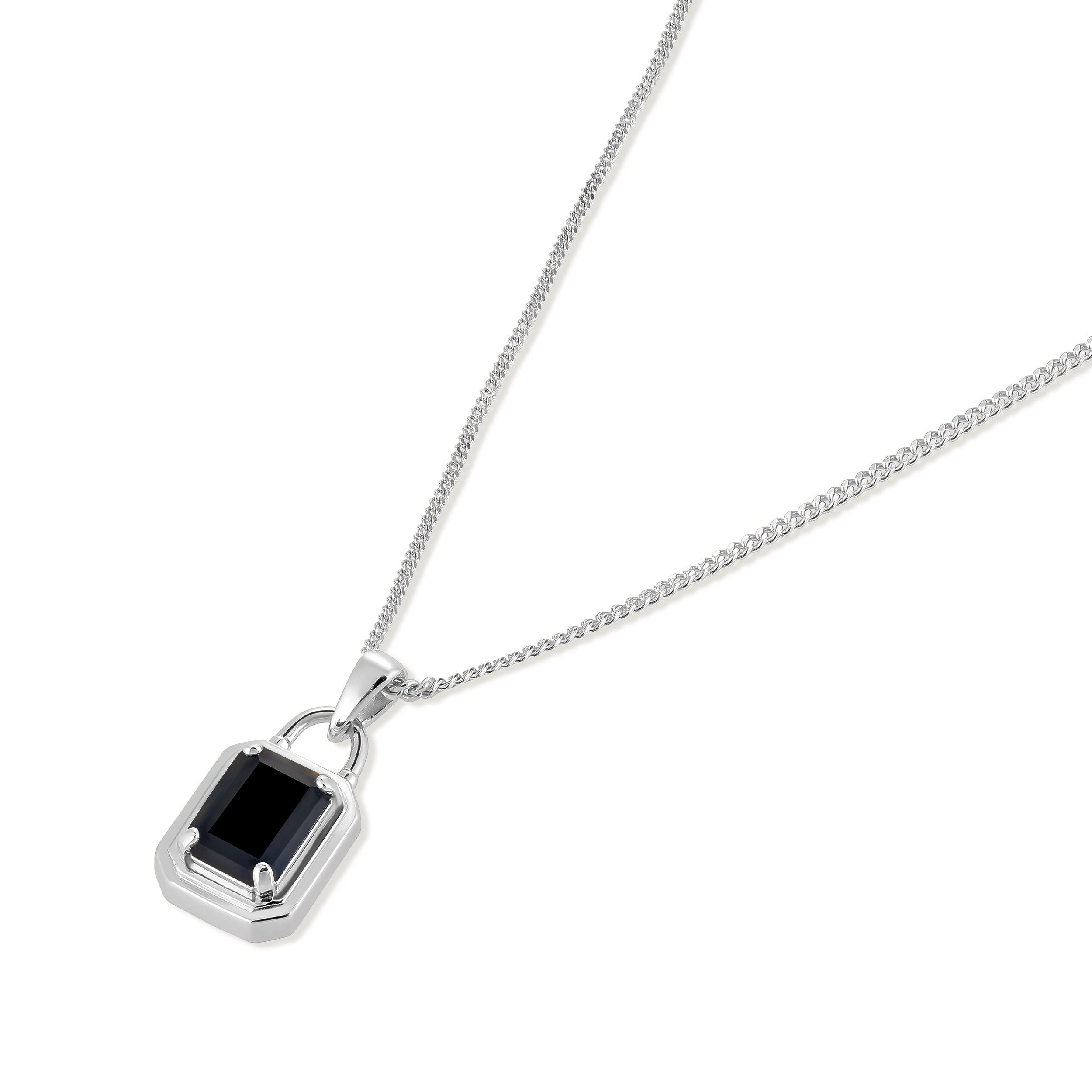 Solitaire Necklace - Silver Onyx