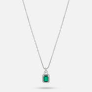 Solitaire Necklace - Silver Emerald