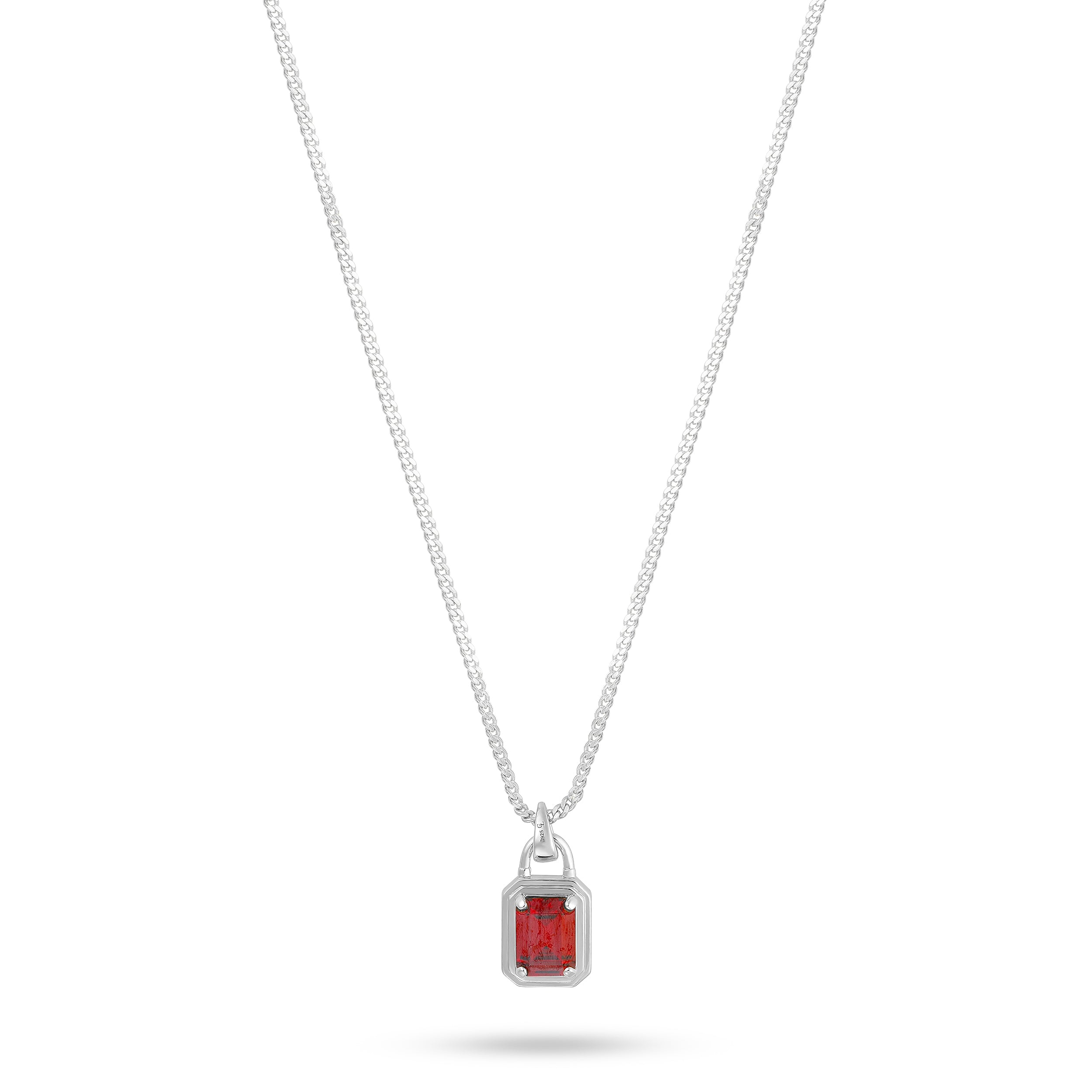 Solitaire Necklace - Silver Ruby