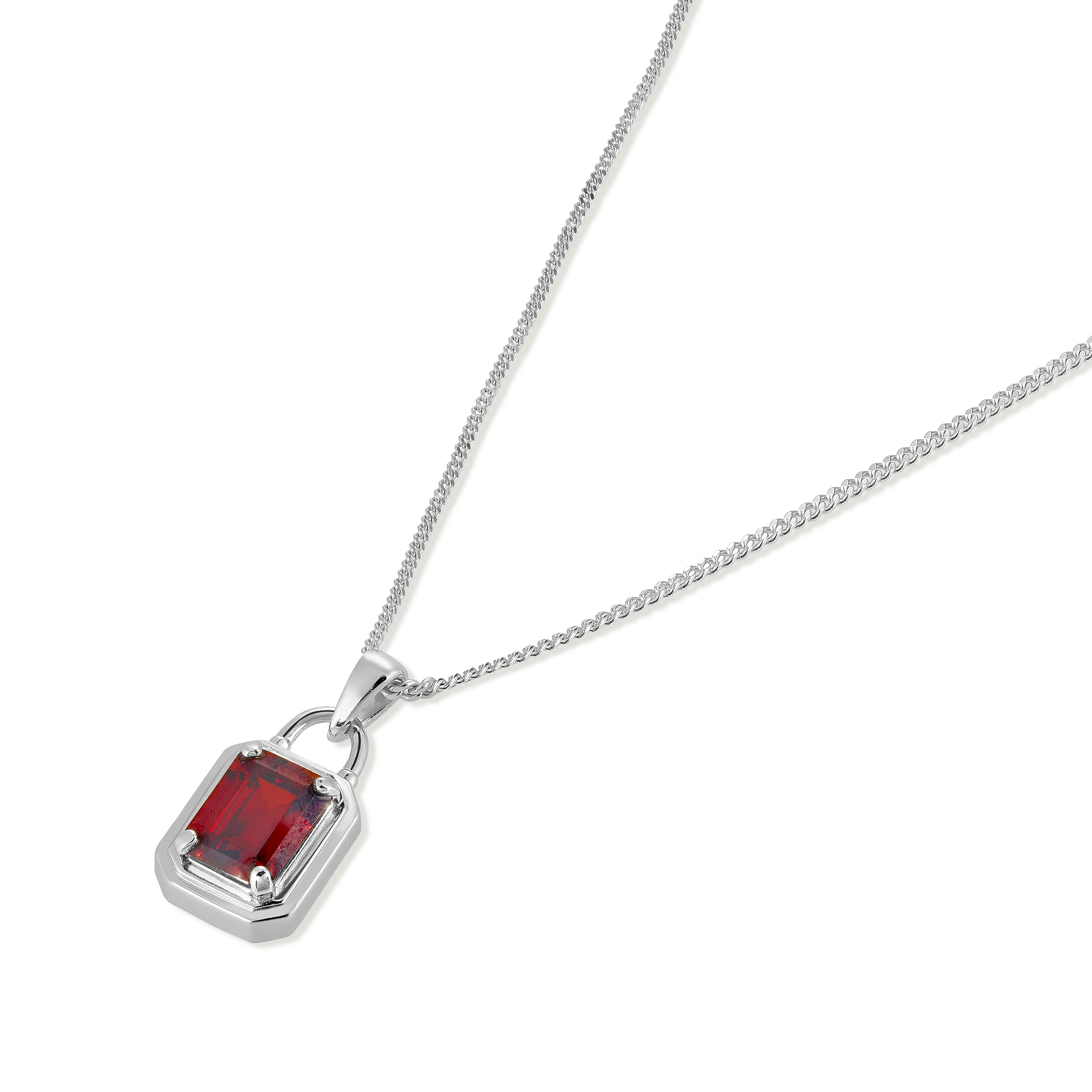 Solitaire Necklace - Silver Ruby