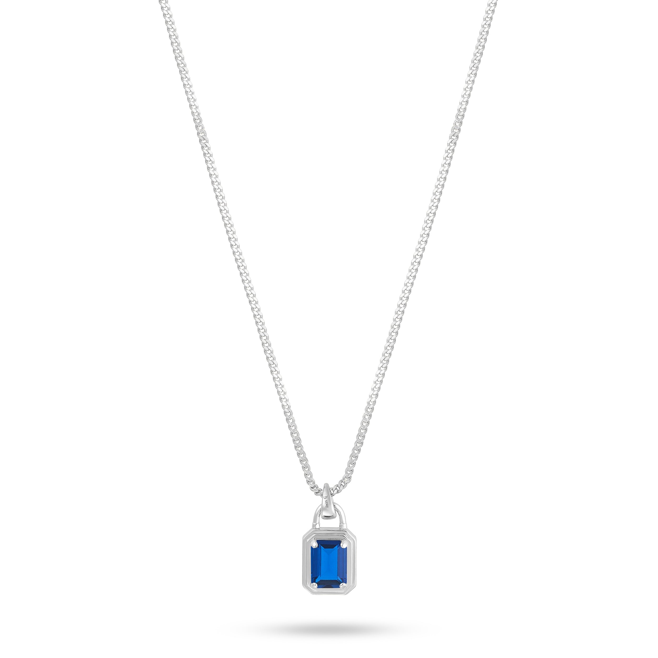 Solitaire Necklace - Silver Sapphire