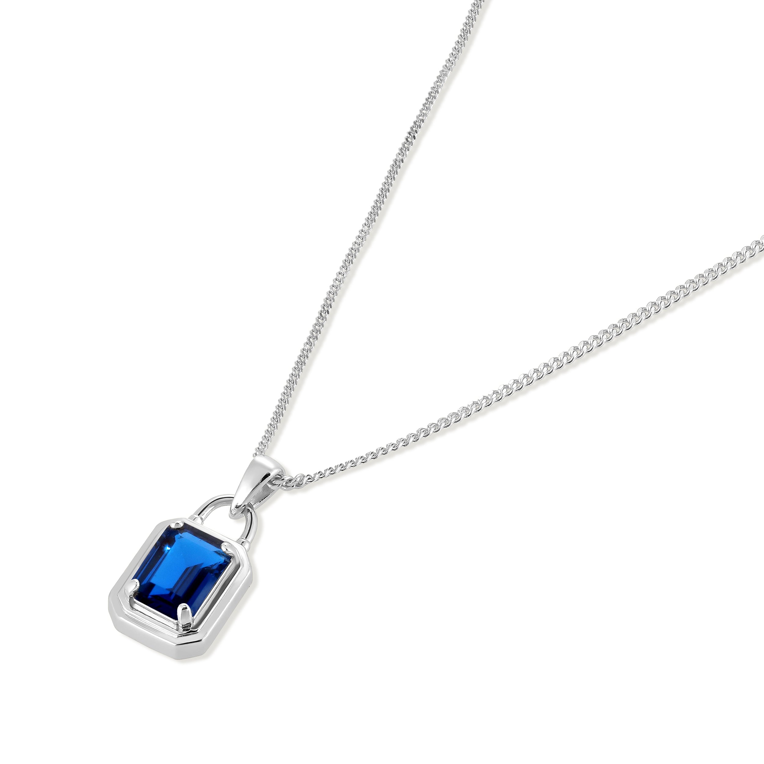 Solitaire Necklace - Silver Sapphire