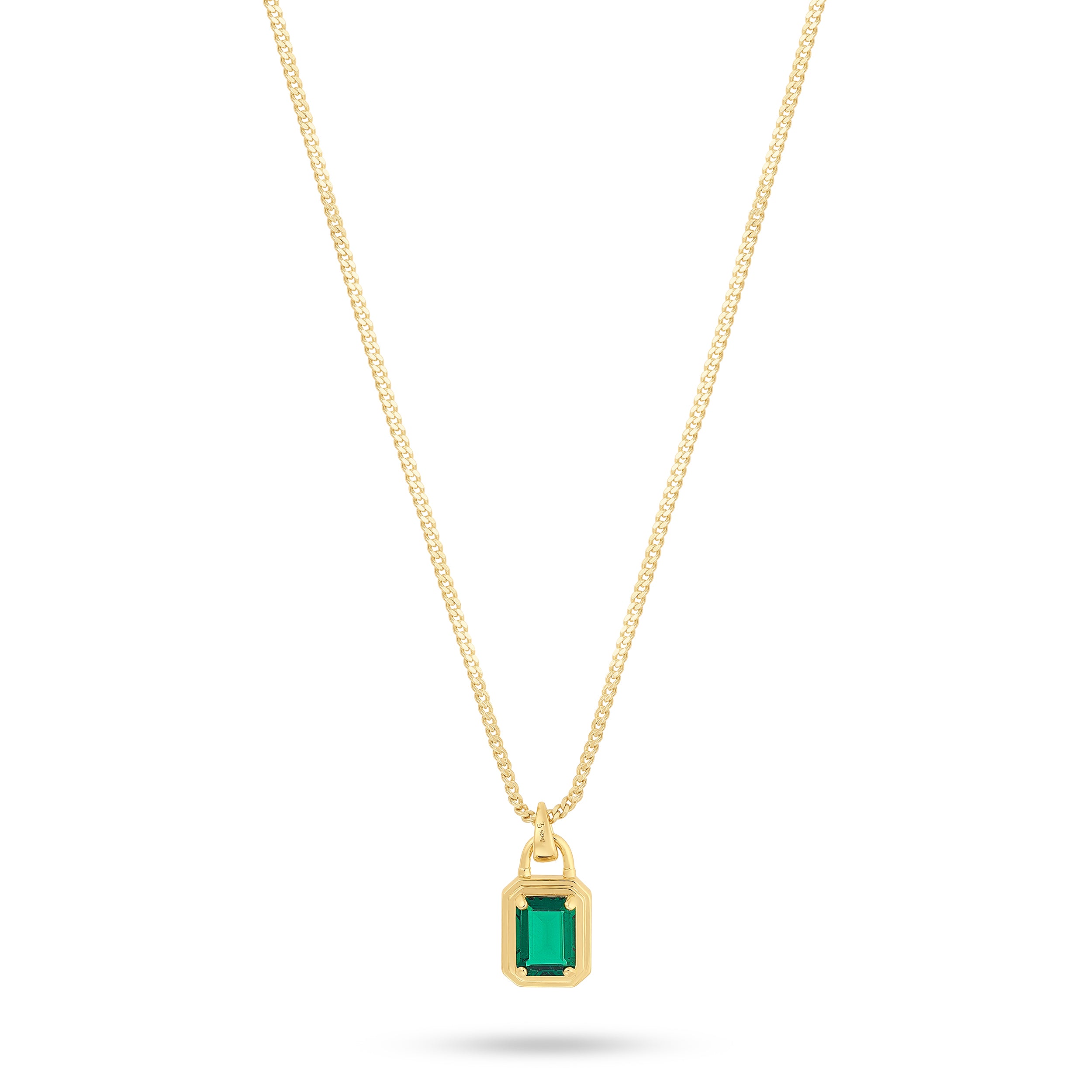 Solitaire Necklace - Gold Emerald