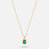 Solitaire Necklace - Gold Emerald