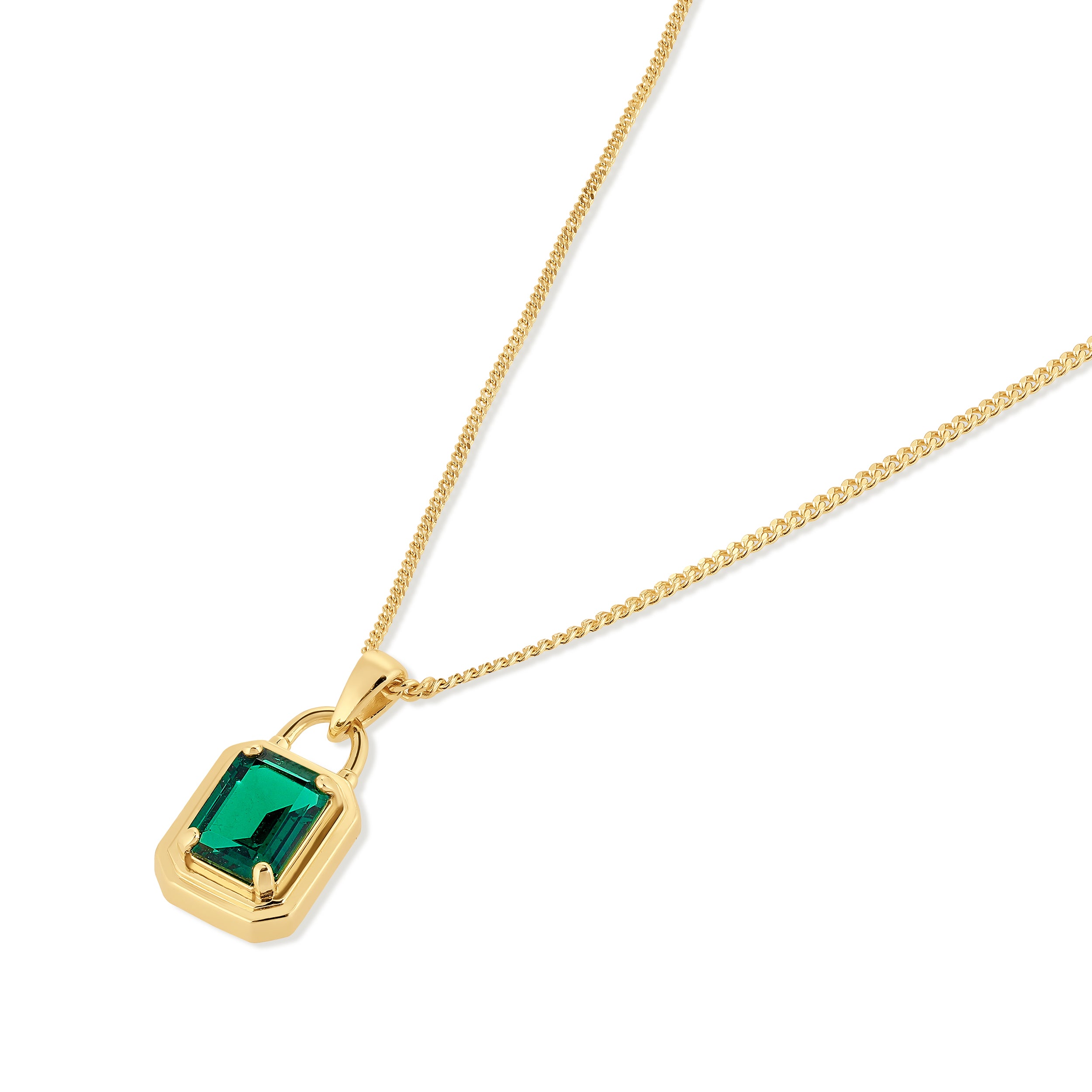 Solitaire Necklace - Gold Emerald