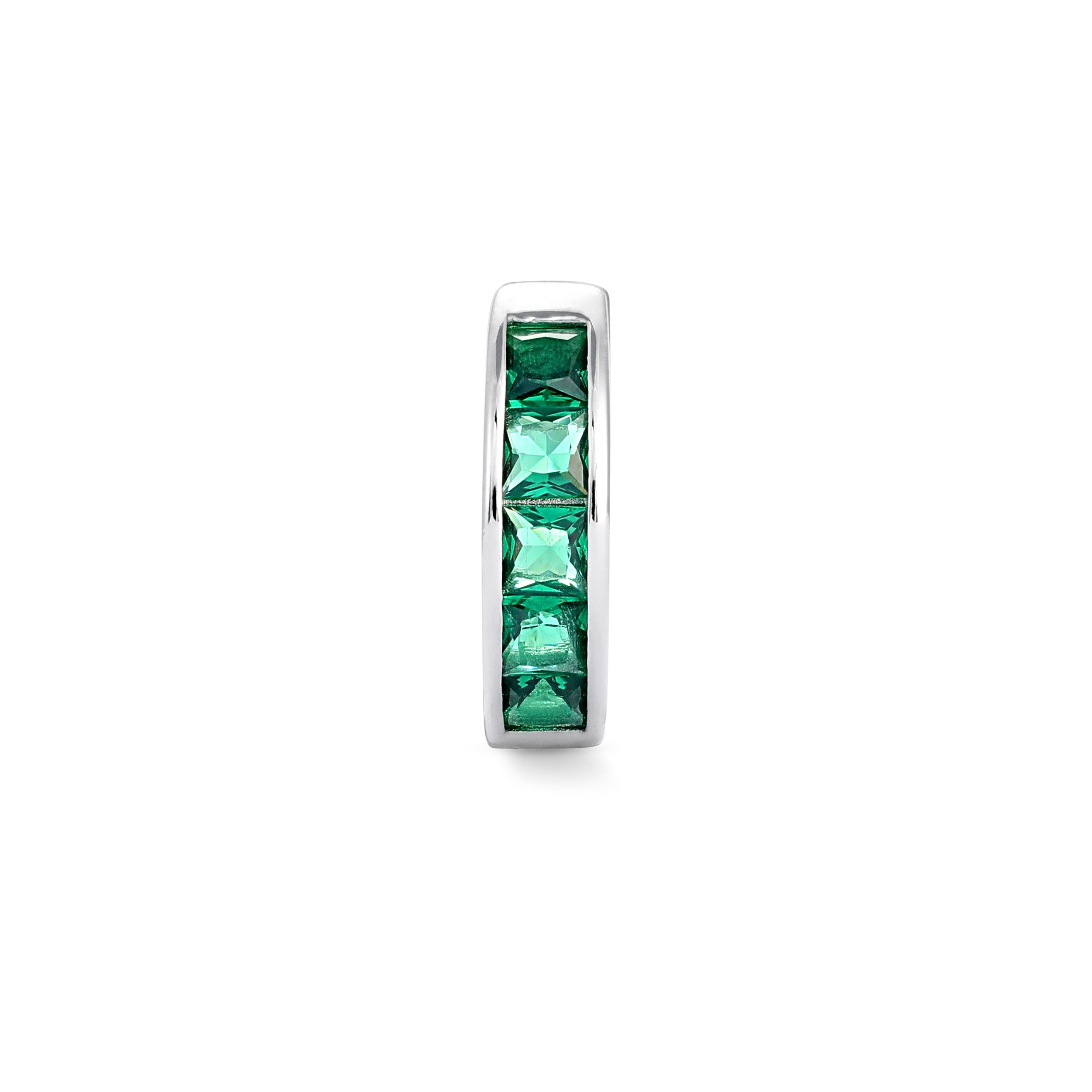 Emerald Baguette Hoop - Silver