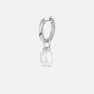 Pearl Drop Hoop - Silver