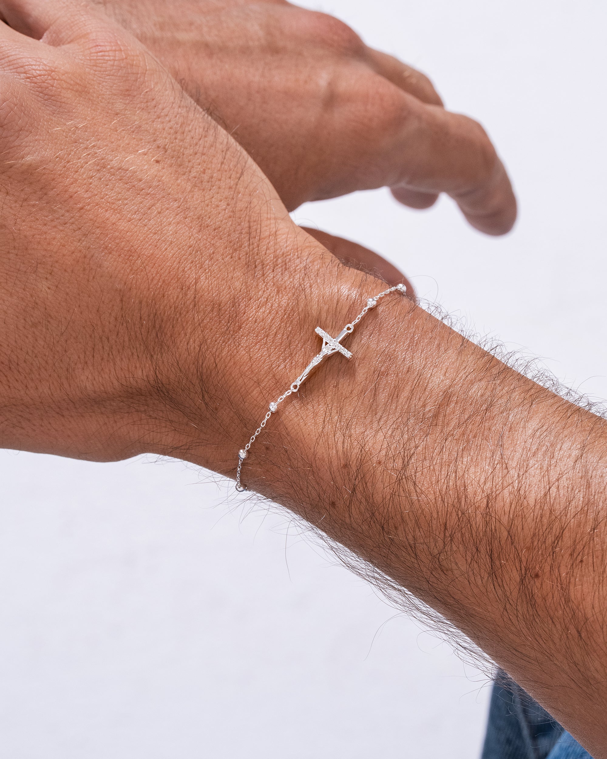 Studded Cross Ball Bracelet - Silver – COMMONLINES