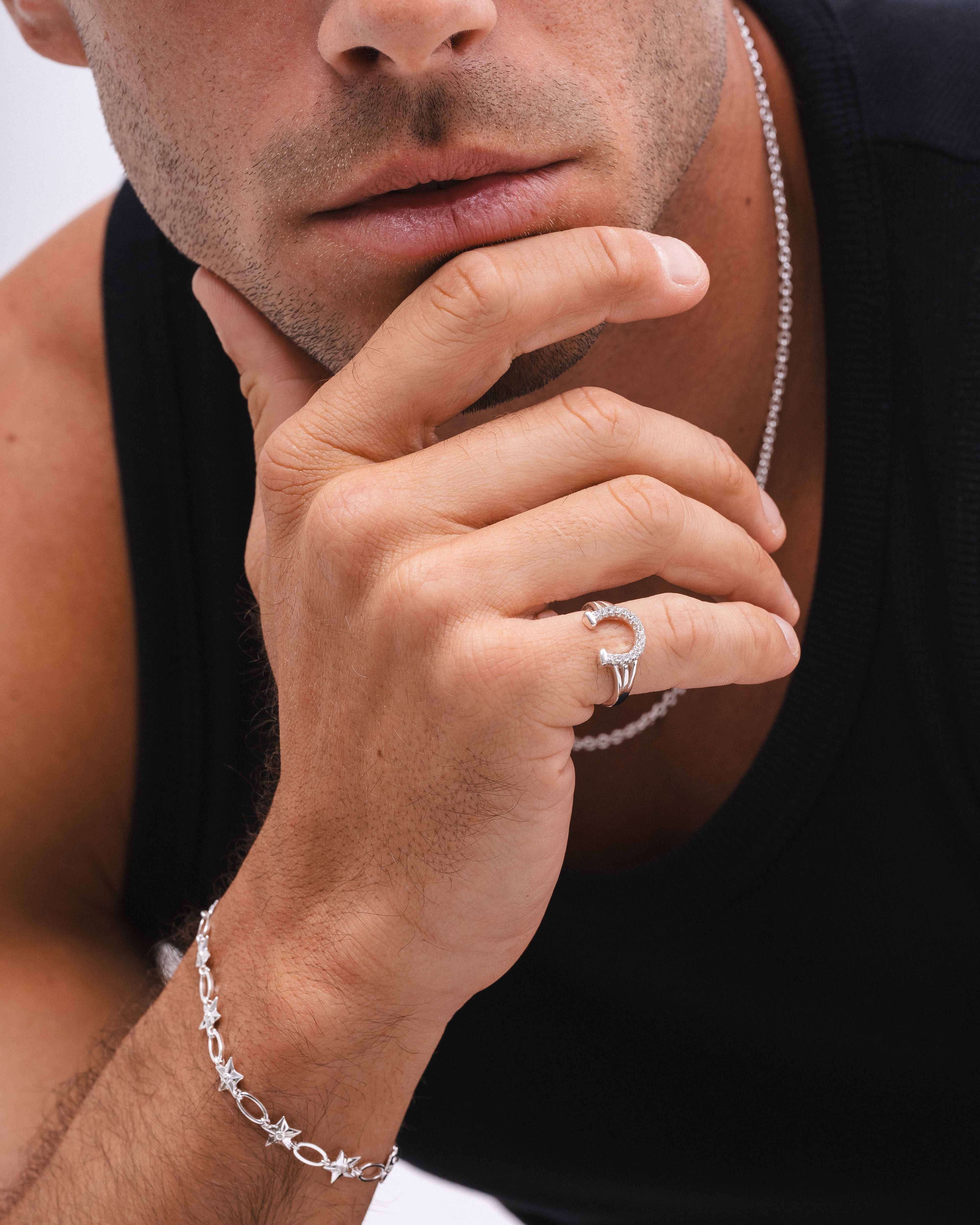 Studded Horse Shoe Ring - Silver – COMMONLINES