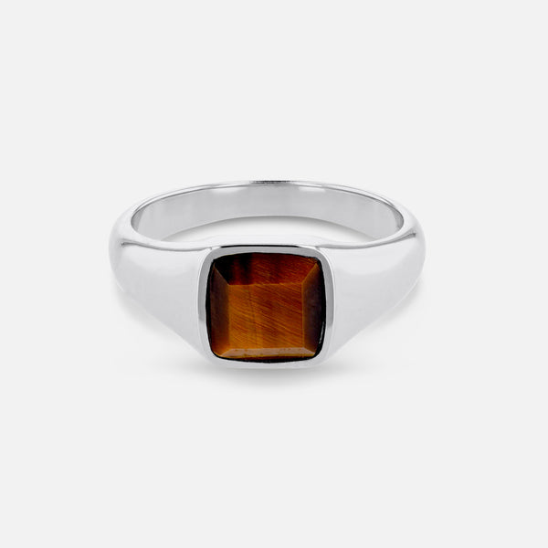 Lncs s925 Signet Tyger Eye Ring 箱付き Tiger Eye Ring - Silver – COMMONLINES