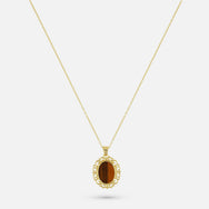 Vintage Tiger Eye Pendant - Gold