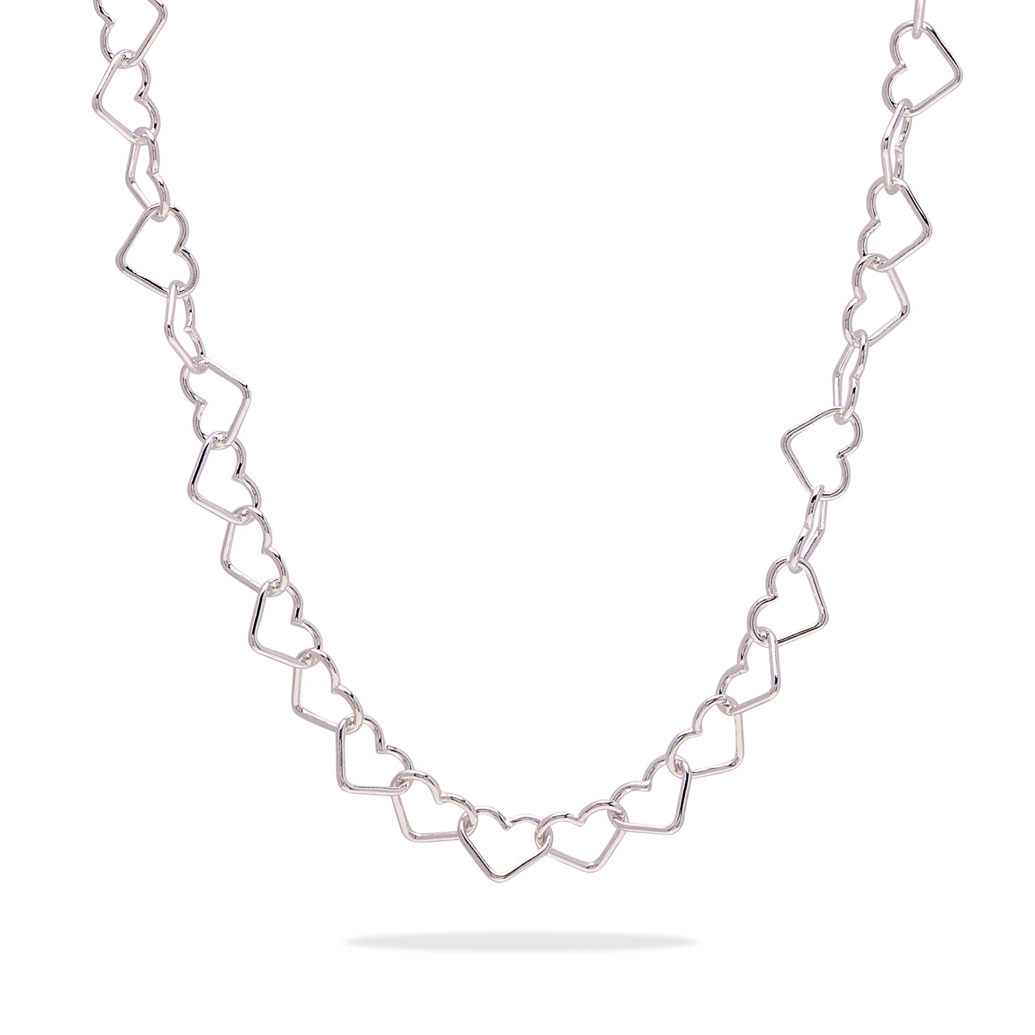 Heart Link Necklace - Silver